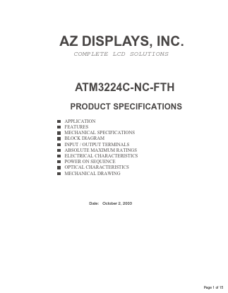 ATM3224C-NC-FTH Datasheet PDF AZ Displays