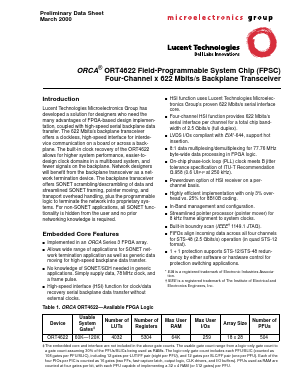 ORT4622BC432I Datasheet PDF Agere -> LSI Corporation
