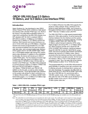 ORLI10G Datasheet PDF Agere -> LSI Corporation