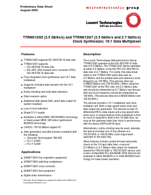 TTRN012G53XE1 Datasheet PDF Agere -> LSI Corporation