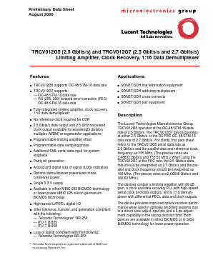 TRCV012G7 Datasheet PDF Agere -> LSI Corporation