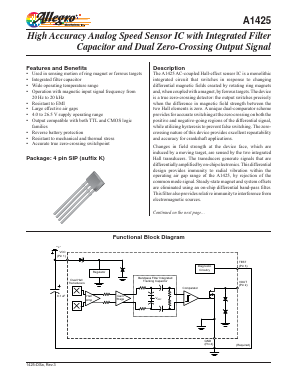 A1425 Datasheet PDF Allegro MicroSystems