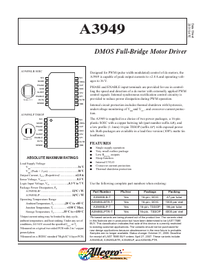 A3949 Datasheet PDF Allegro MicroSystems