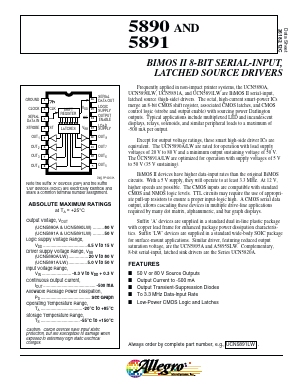 UCN5890 Datasheet PDF Allegro MicroSystems