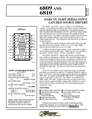 A6809EA Datasheet PDF Allegro MicroSystems