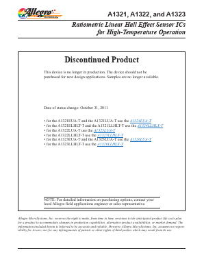A1322 Datasheet PDF Allegro MicroSystems