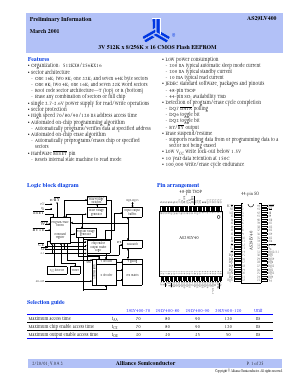 AS29LV400T-70TC Datasheet PDF Alliance Semiconductor