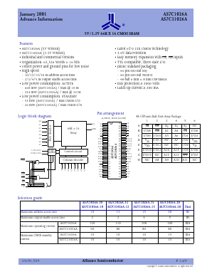 AS7C1026A-20JI Datasheet PDF Alliance Semiconductor