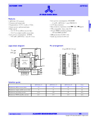 AS7C164-15 Datasheet PDF Alliance Semiconductor