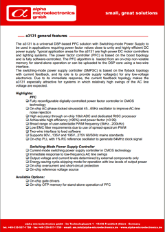 A3131 Datasheet PDF Alpha Microelectronics 