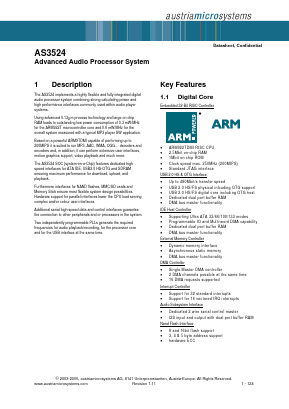 AS3524A-ZC21T Datasheet PDF austriamicrosystems AG