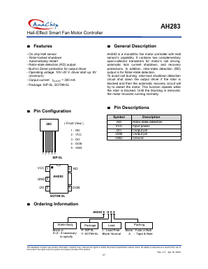 AH283G-PLA Datasheet PDF Anachip Corporation