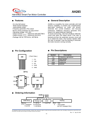 AH285 Datasheet PDF Anachip Corporation