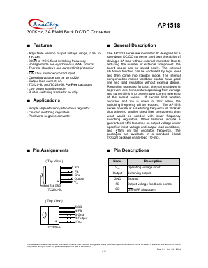 AP1518K5 Datasheet PDF Anachip Corporation