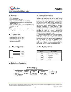 AH266D-PA-A Datasheet PDF Anachip Corporation