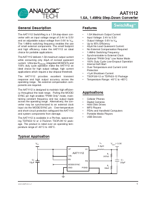 AAT1112IWP-0.6-T1 Datasheet PDF Analog Technology Inc