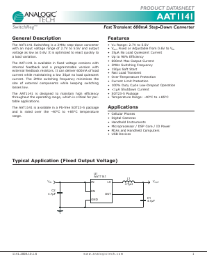 AAT1141IGV-1.5-T1 Datasheet PDF Advanced Analogic Technologies