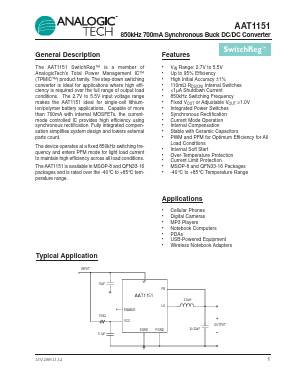 AAT1151IKS-1.8-T1 Datasheet PDF Analog Technology Inc