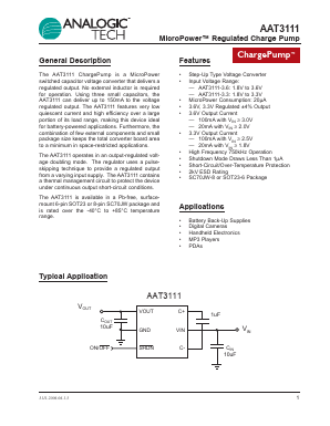 AAT3111IJS-3.3-T1 Datasheet PDF Analog Technology Inc