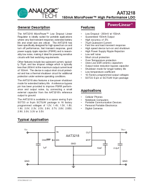 AAT3218IGV-2.0-T1 Datasheet PDF Analog Technology Inc