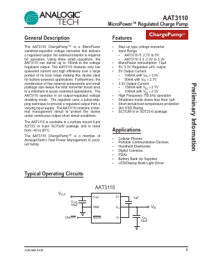 AAT3110IGU-33-T1 Datasheet PDF Analog Technology Inc