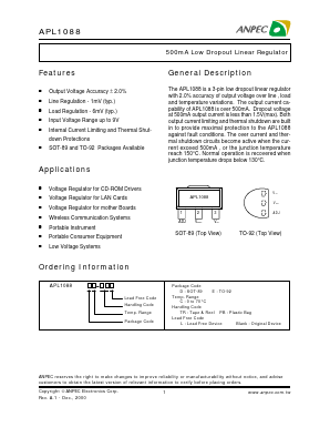APL1088 Datasheet PDF Anpec Electronics
