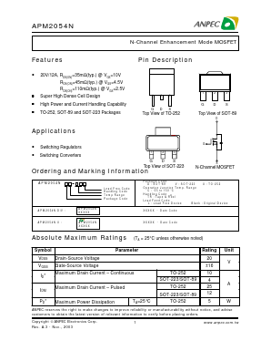 APM2054NU-TR Datasheet PDF Anpec Electronics