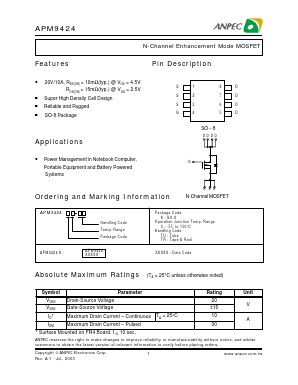 APM9424KC-TU Datasheet PDF Anpec Electronics