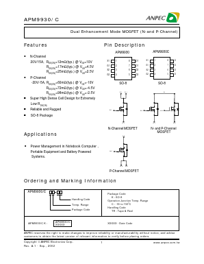 APM9930KC-TR Datasheet PDF Anpec Electronics