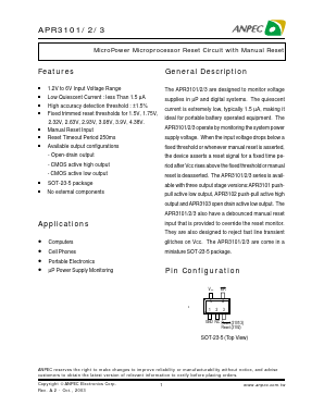 APR3101-46BC-TR Datasheet PDF Anpec Electronics