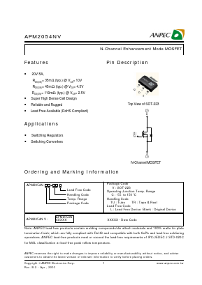 APM2054NV Datasheet PDF Anpec Electronics