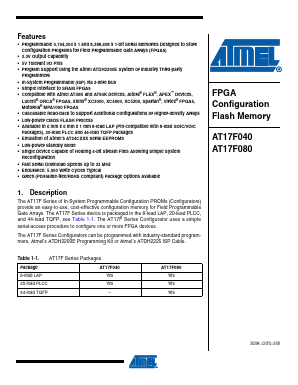 AT17F080-30TQC Datasheet PDF Atmel Corporation