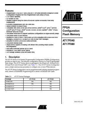 AT17F080-30CI Datasheet PDF Atmel Corporation