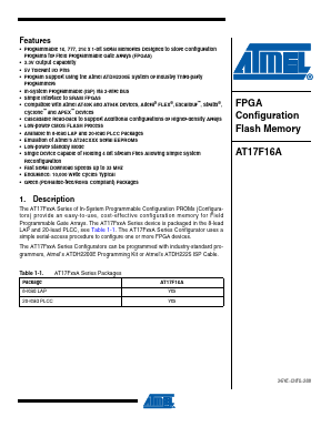 AT17F16A Datasheet PDF Atmel Corporation