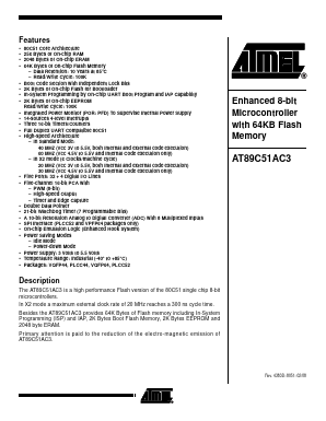 AT89C51AC3 Datasheet PDF Atmel Corporation