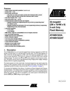 AT49BV322AT-70TI Datasheet PDF Atmel Corporation