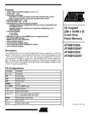 AT49BV322AT-70CI Datasheet PDF Atmel Corporation