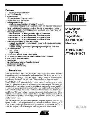 AT49BV6416CT-70CI Datasheet PDF Atmel Corporation