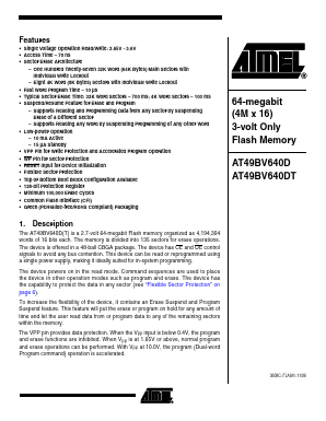AT49BV640DT-70CU Datasheet PDF Atmel Corporation