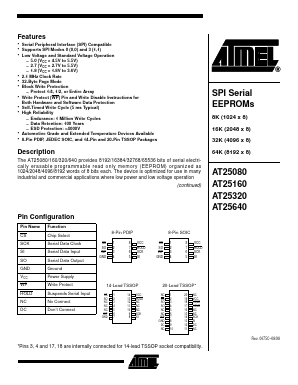AT25080-10PC-2.7 Datasheet PDF Atmel Corporation