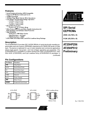 AT25HP256C1-10CI-2.7 Datasheet PDF Atmel Corporation