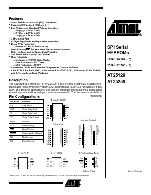 AT25256T2-10TC-1.8 Datasheet PDF Atmel Corporation