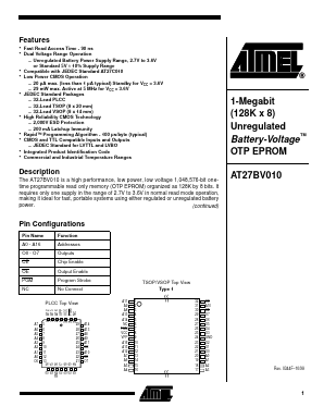 AT27BV010 Datasheet PDF Atmel Corporation
