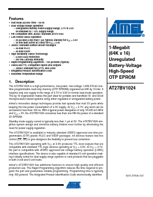 AT27BV1024 Datasheet PDF Atmel Corporation
