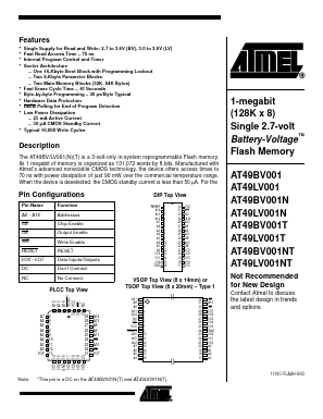 AT49LV001T-70JI Datasheet PDF Atmel Corporation