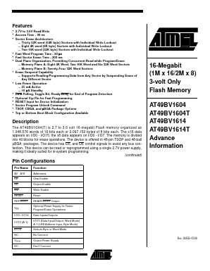 AT49BV1604 Datasheet PDF Atmel Corporation