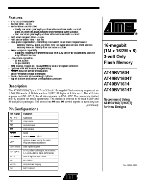 AT49BV1604T-11 Datasheet PDF Atmel Corporation