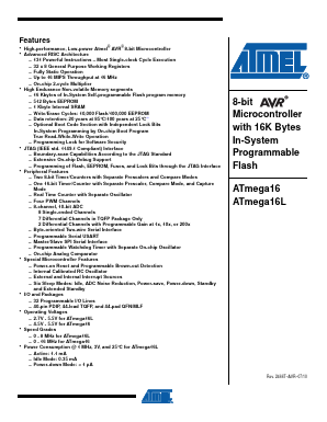 ATMEGA16L Datasheet PDF Atmel Corporation