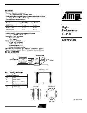 ATF22V10B-7XC Datasheet PDF Atmel Corporation