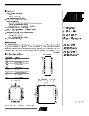 AT49F001NT-70TI Datasheet PDF Atmel Corporation